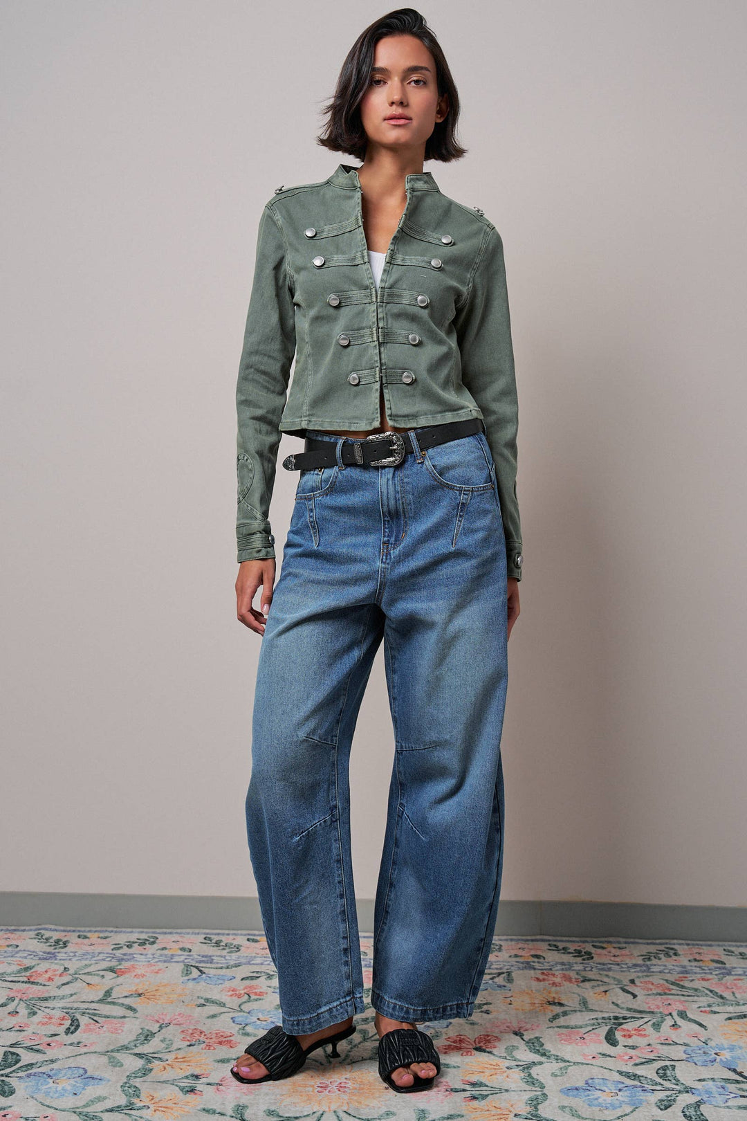 Military Double-Button Stretch Cotton Jacket