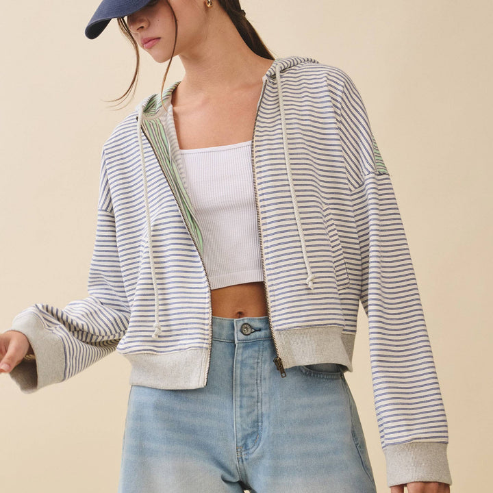 Striped Zip Hoodie