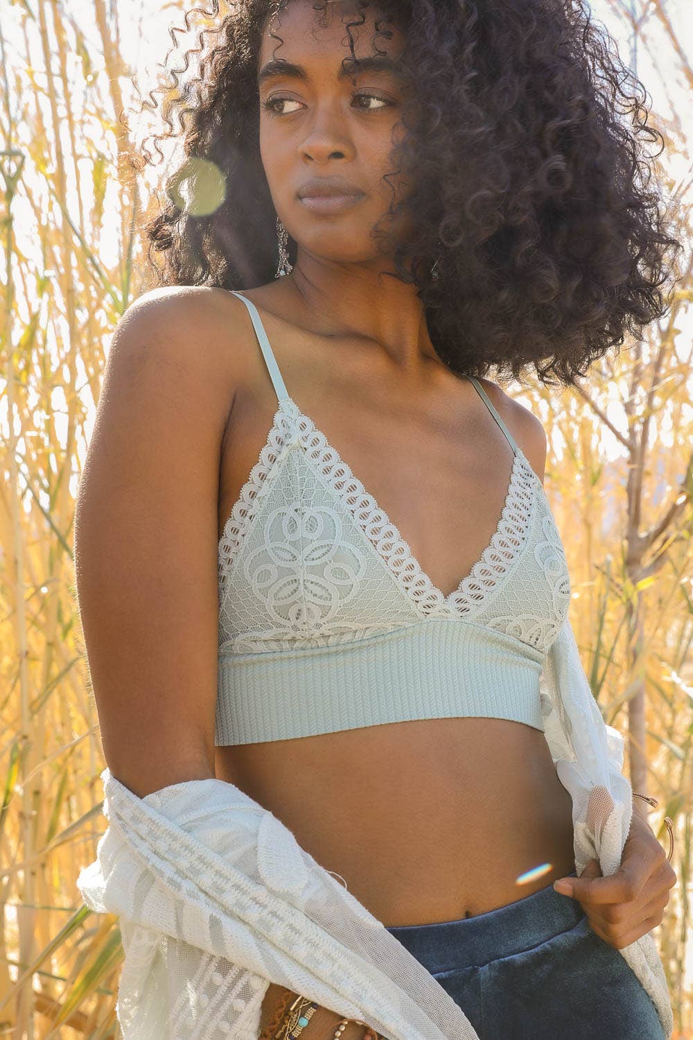 Mocha Lace Longline Seamless Bralette