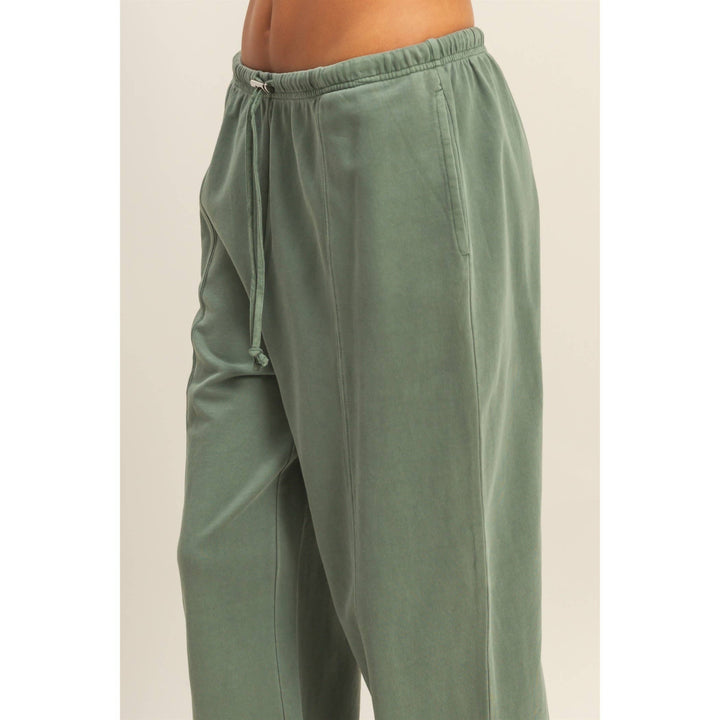 Basics High-Waisted Straight-Cut Drawstring Pants