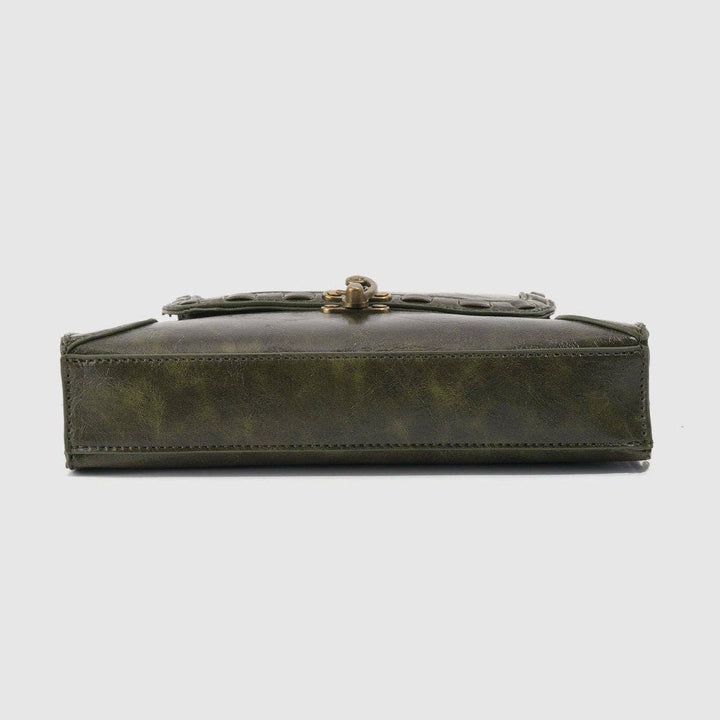 Retro Inspired Antique Green Leather Bag