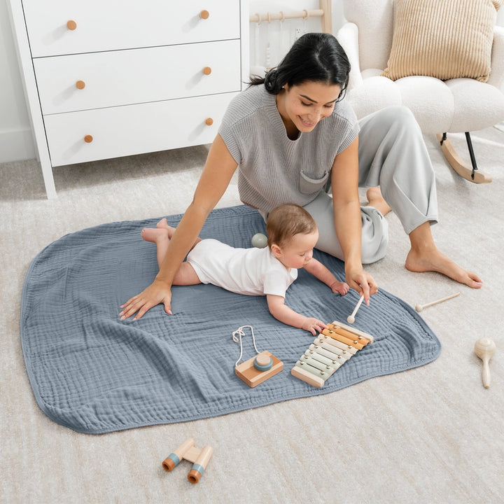 Pacific Blue Muslin Cotton Blankets by Comfy Cubs