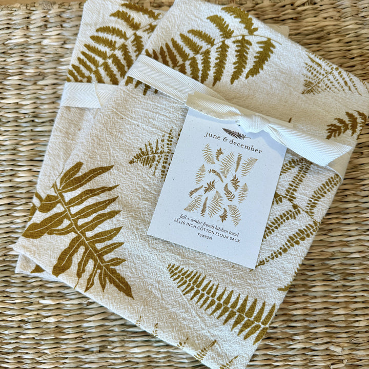 Fall + Winter Fronds Kitchen Tea Towel with Ferns