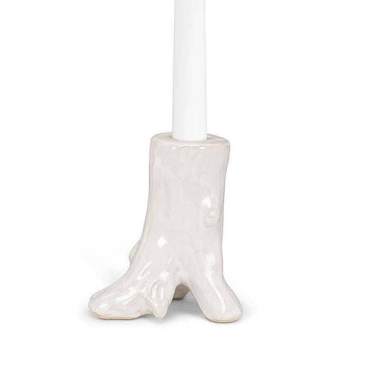 Small Trunk Taper Holder-Antique White-4"H