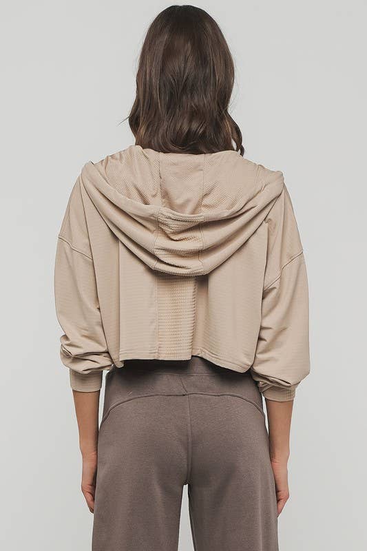 Cropped Zip Up Hooded Workout Jacket