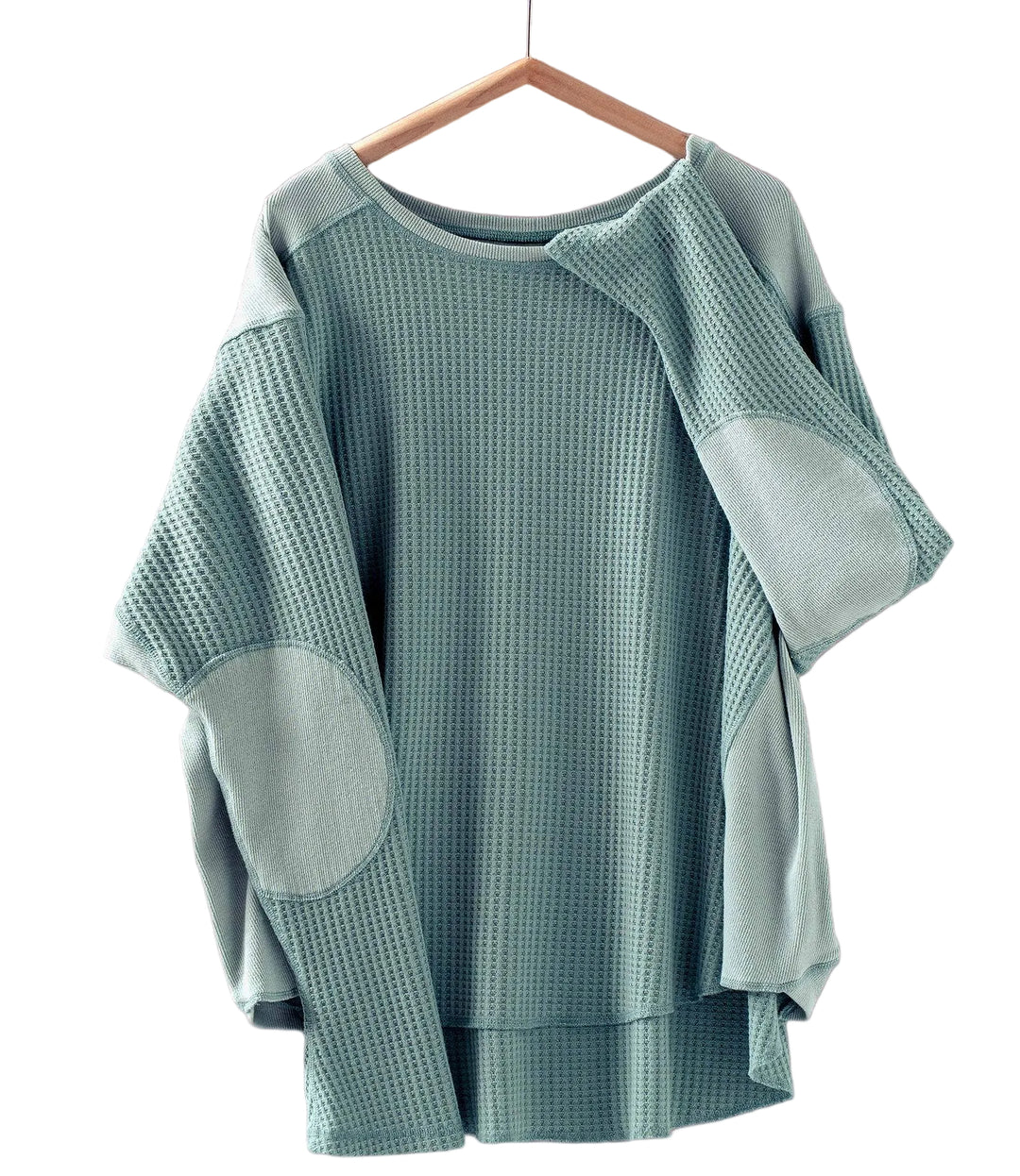 Oversized Sage Waffle Knit High-Low Tunic Top