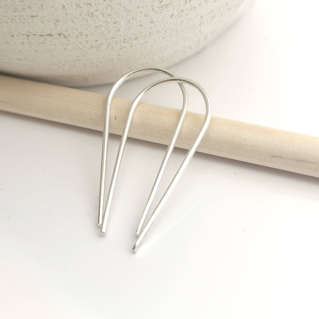 Open Hoop Threader Earrings - Sterling Silver