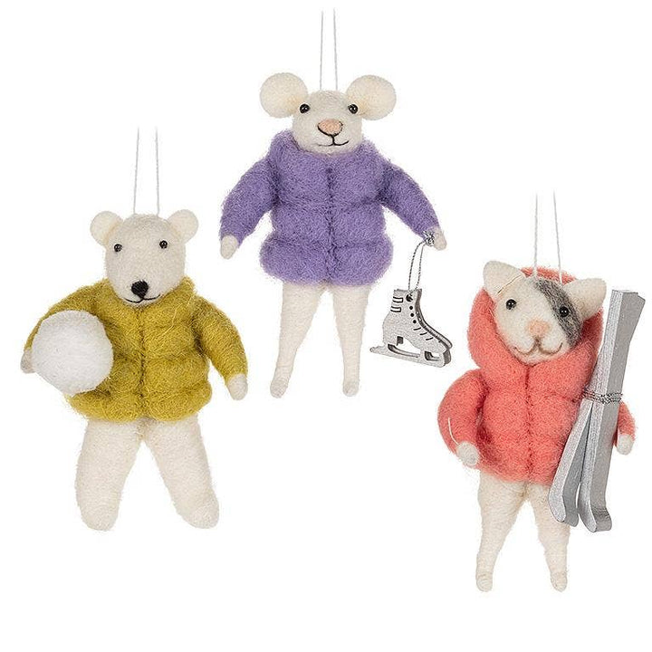Puffy Coat Animal Ornaments-3 Assorted-5"H