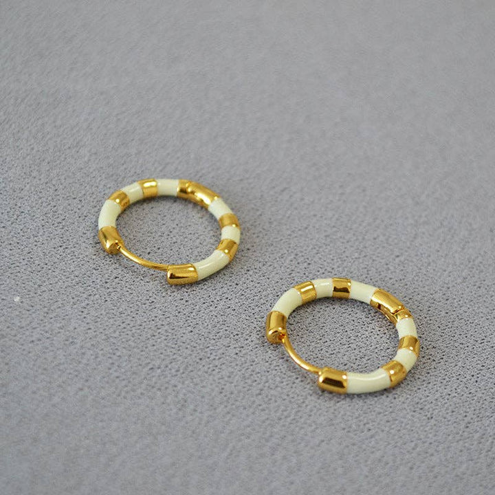 Blue & Gold Plated Enamel Hoop Earrings