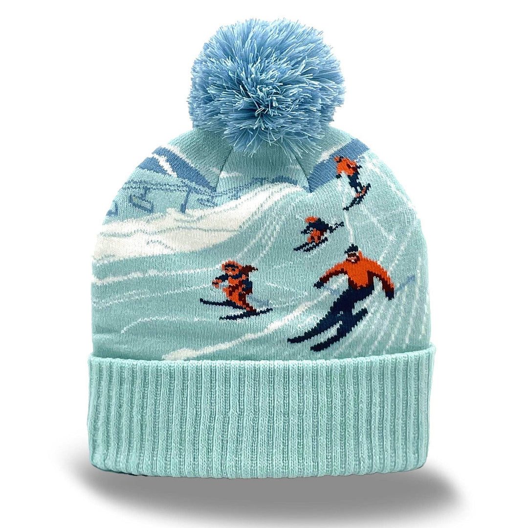 Winter Skiing Beanie with Pom Pom