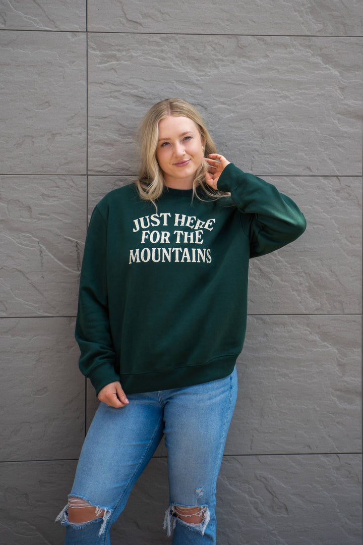 Just Here for the Mountains Unisex Pullover - Forest