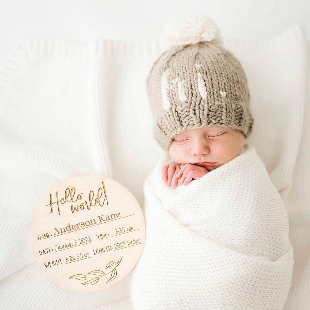 hi. Pebble Brown Hand Knit Beanie Hat