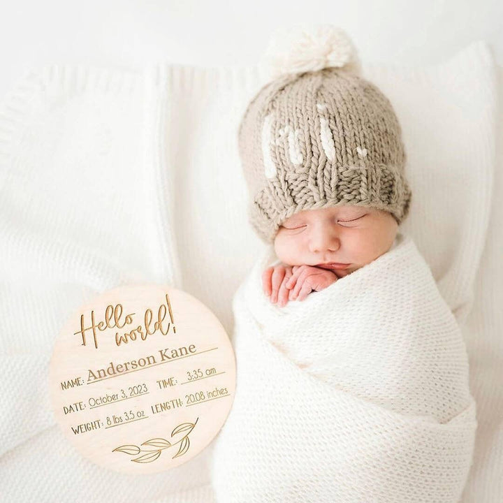 hi. Pebble Brown Hand Knit Beanie Hat