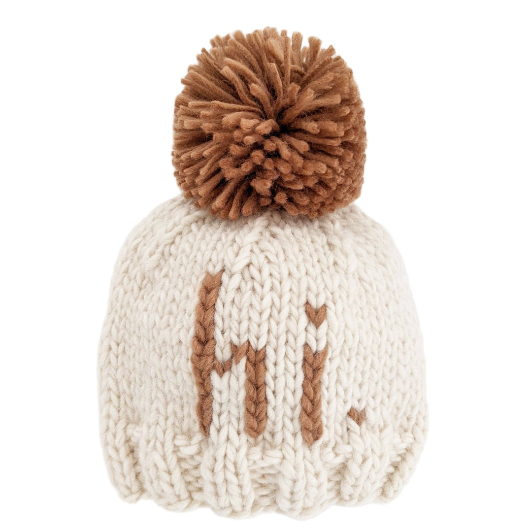 hi. Pecan Hand Knit Beanie Hat
