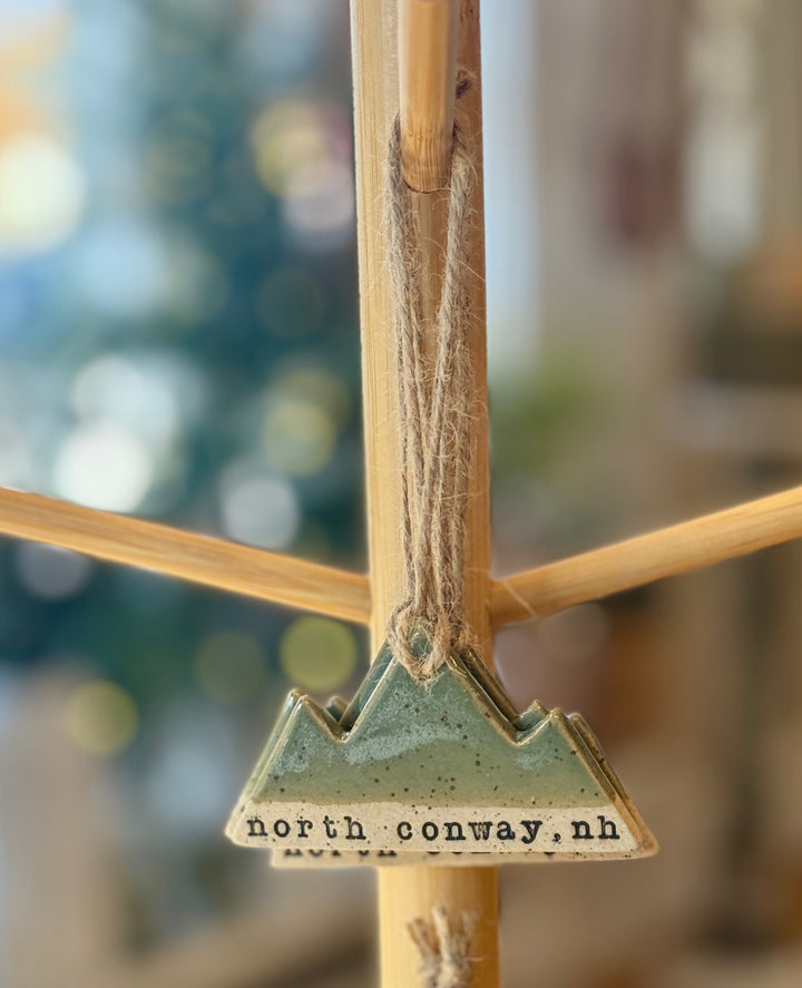 North Conway, NH Mountain Ornament in Green