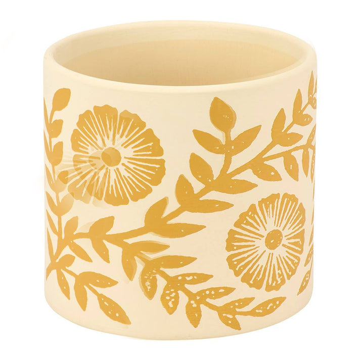 Yellow Folk Art Medium Planter