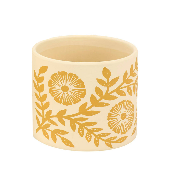 Yellow Folk Art Small Planter