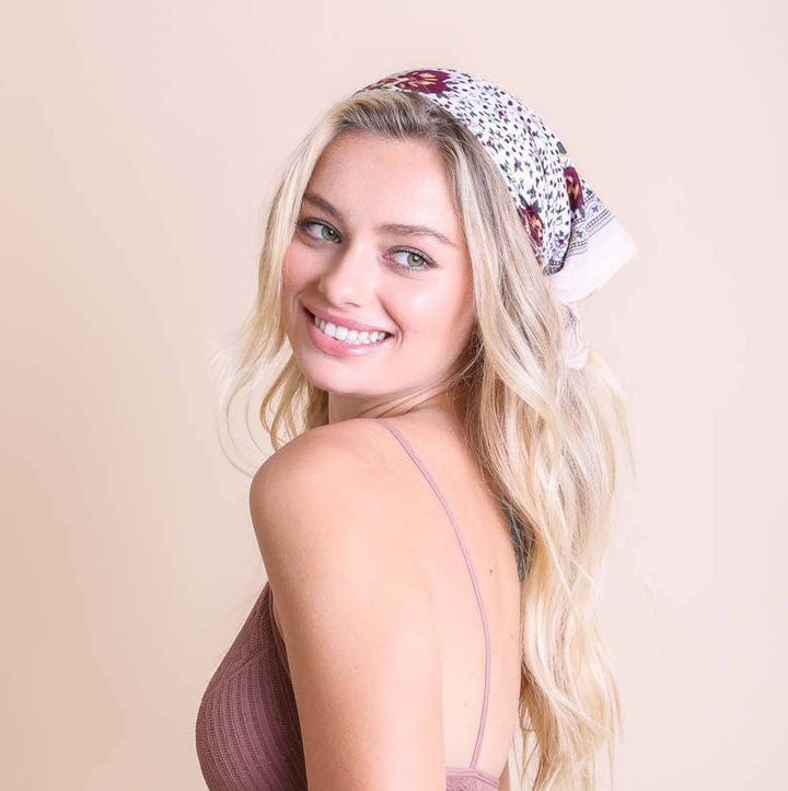 Orchid Floral Print White Bandana