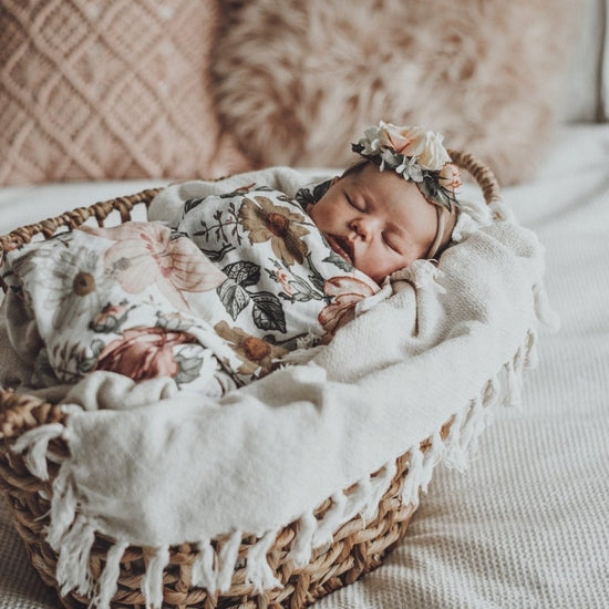  White Garden Floral Swaddle 