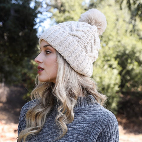 Thermal Lining Cable Knit Beanie