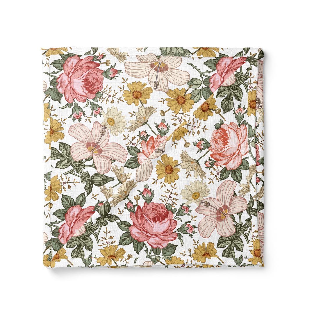  White Garden Floral Swaddle 