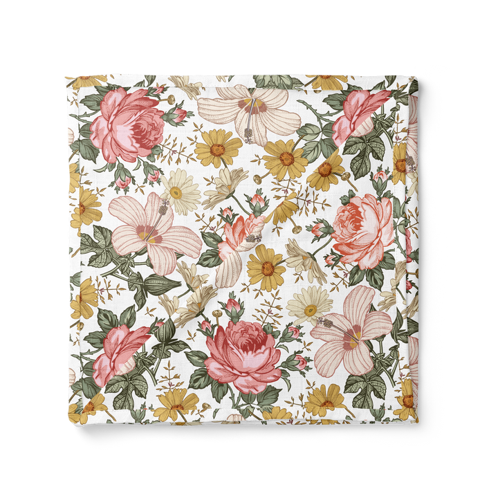  White Garden Floral Swaddle 