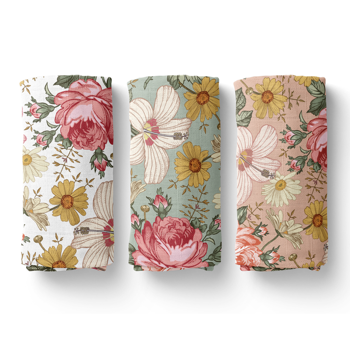  White Garden Floral Swaddle 