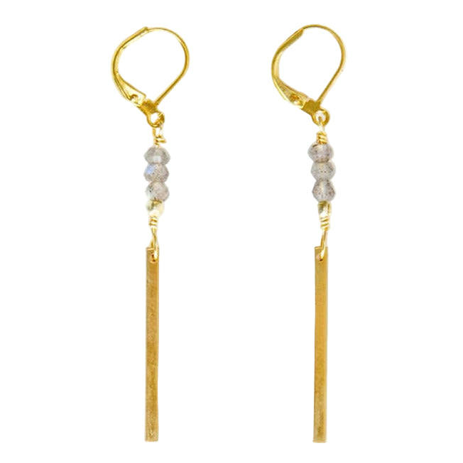 Labradorite and Bar Earring