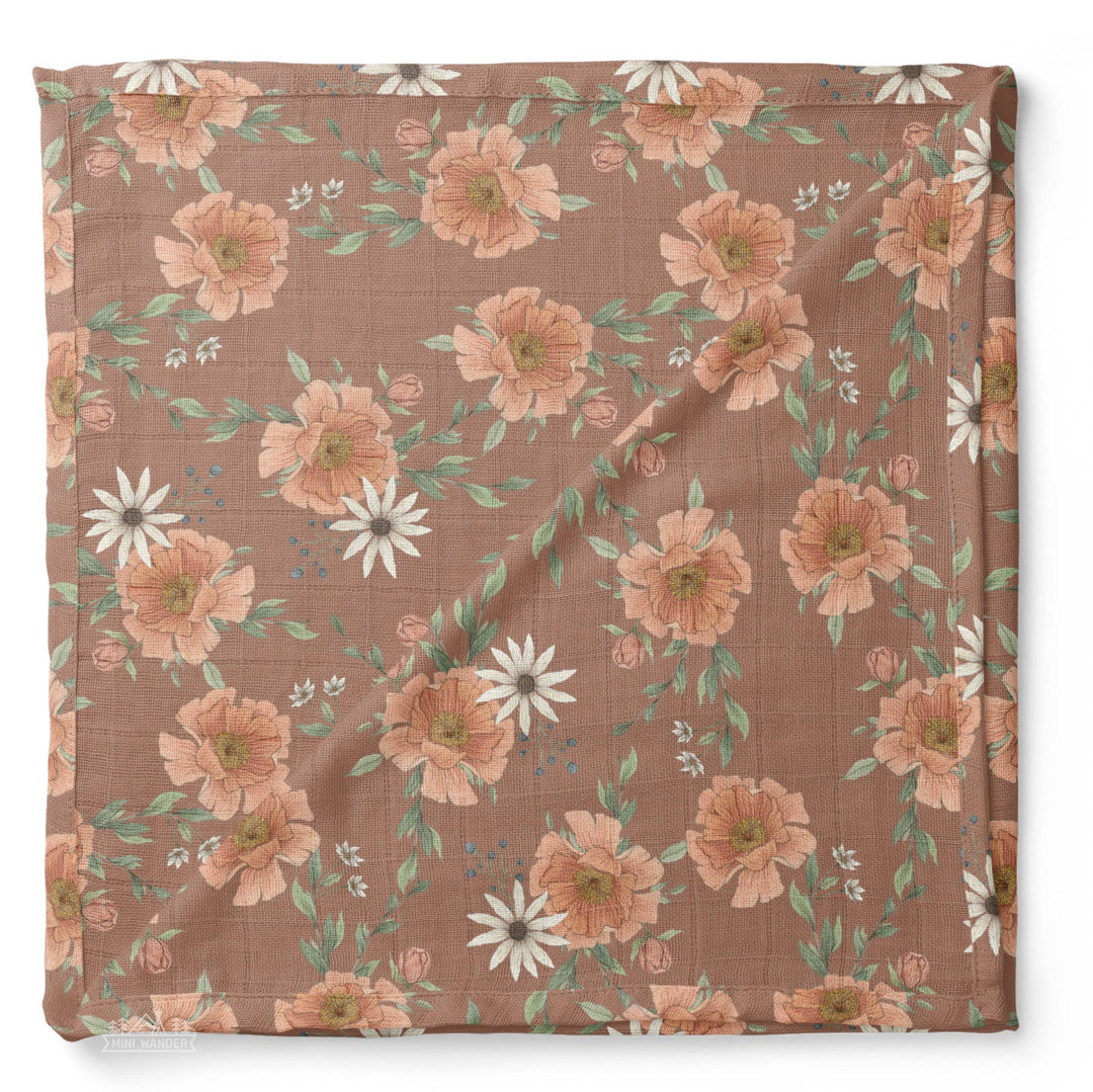 Peony Blooms Muslin Swaddle Baby Blanket