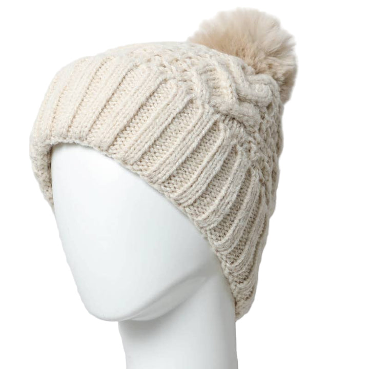 Thermal Lining Cable Knit Beanie
